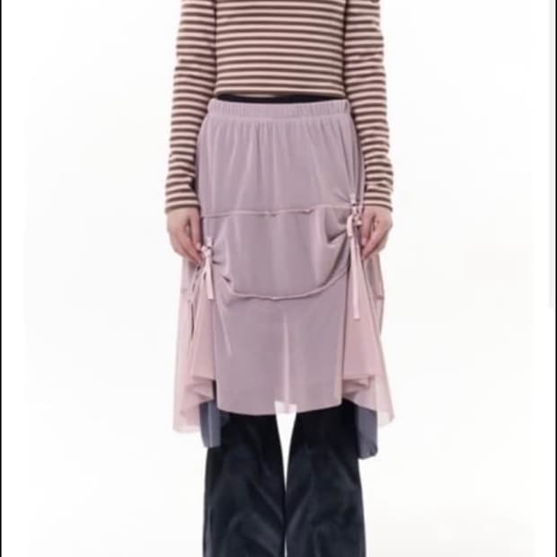 급처 택포 탠스댄스 메쉬 스커트 핑크