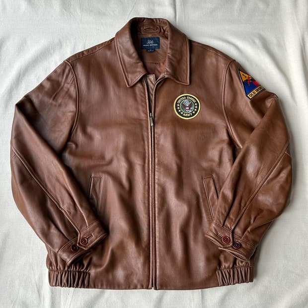 브룩스 브라더스 브라운 레더 자켓 L