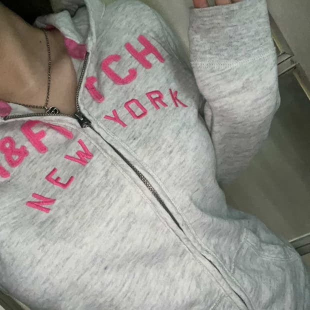 아베크롬비 그레이핑크 후드집업