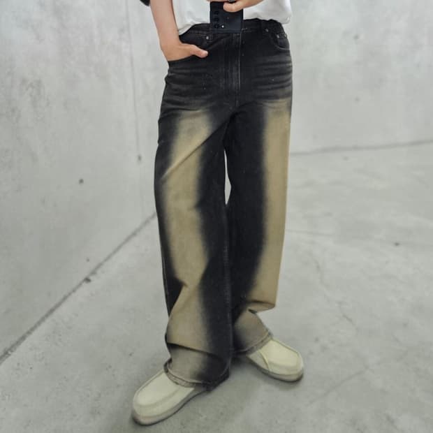  세터 와이드 청바지 L M0366