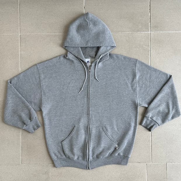 00s 빈티지 러셀 후드집업 그레이 L