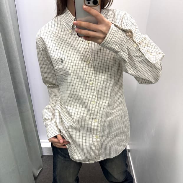 폴로 베이지 체크 셔츠