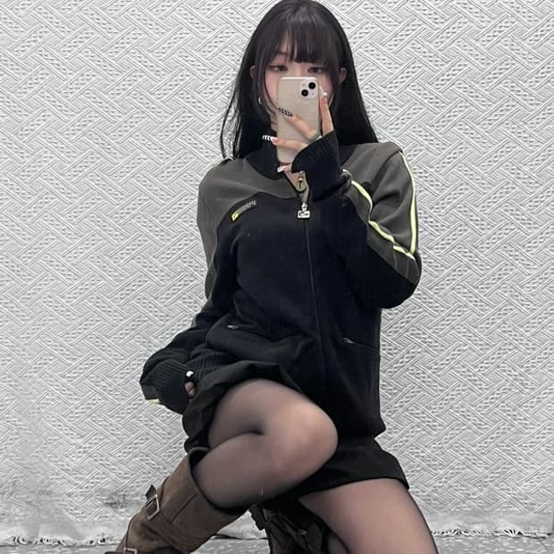 푸마 올드스쿨 레트로 00's 배색 집업 니트 가디건 C10677