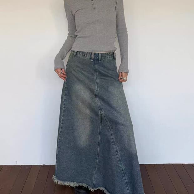 TEXTURE SEOUL 데님 롱 스커트
