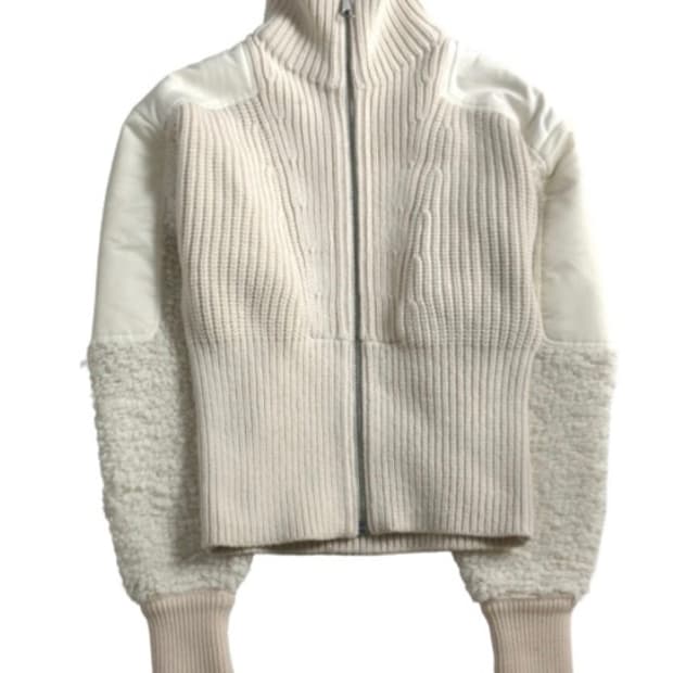 DIESEL 하이넥 플리스 믹스 니트 집업