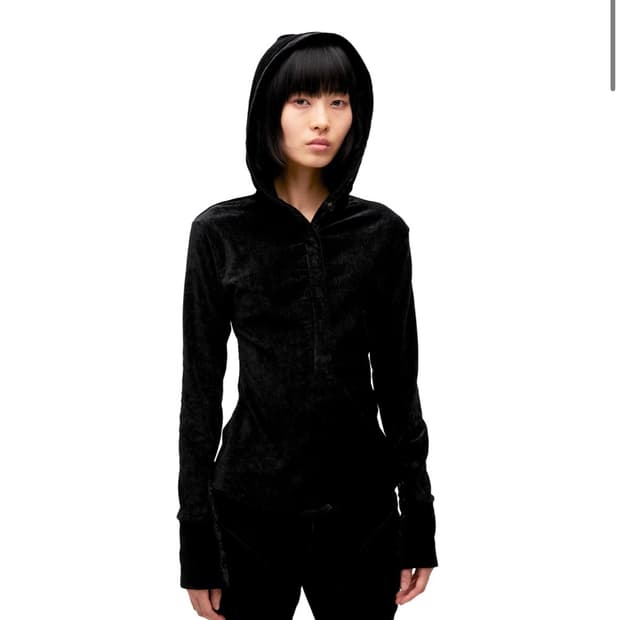 로딩룸 Velvet button up hoodie