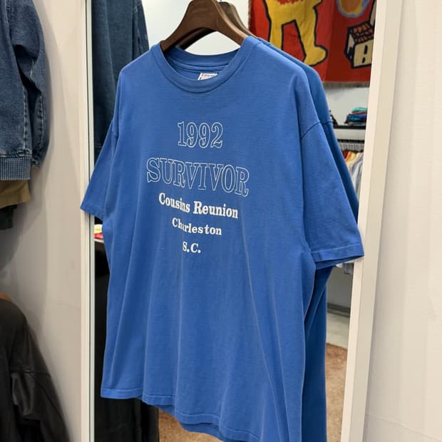 90s Hanes 1992 Survivor 빈티지 반팔 티셔츠 (USA)