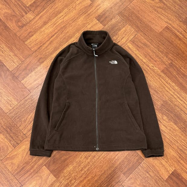 여성용 L(110) 해외판 노스페이스 브라운 플리스 집업 