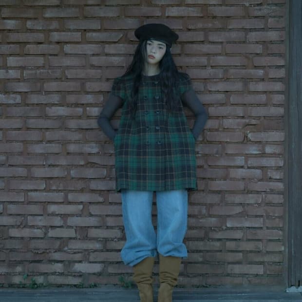 (새상품) 플레따 미니 퍼프 울 원피스 자켓