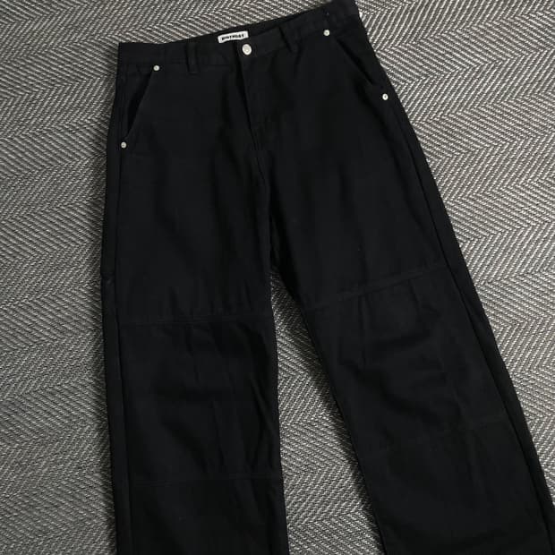 벌스데이 더블니 와이드핏 블랙 데님 팬츠y 3188