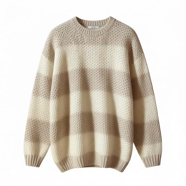 빈티지 벌집 짜임의 스트라이프 줄무늬 니트 