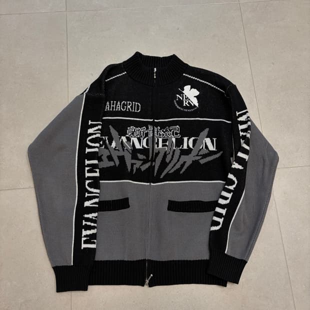 마하그리드 에반게리온 니트집업 블랙/그레이