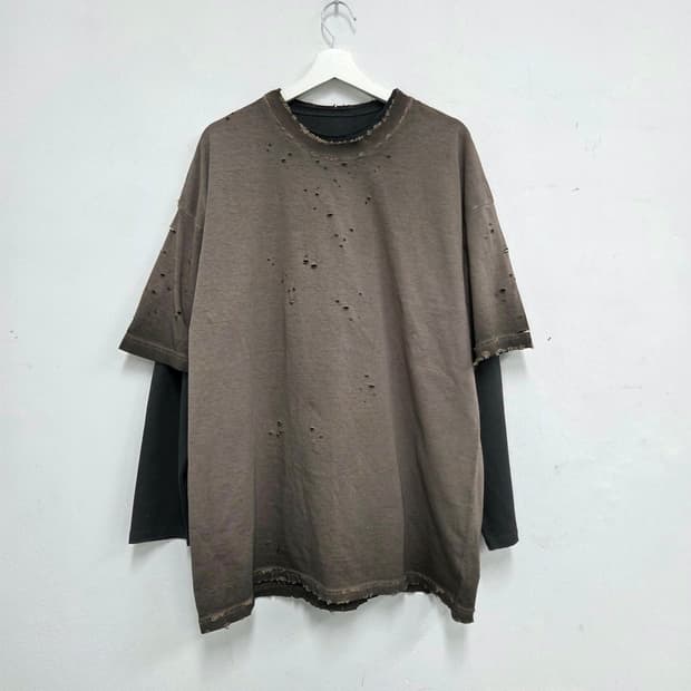 빈티지 워싱 긴팔 레이어드티셔츠