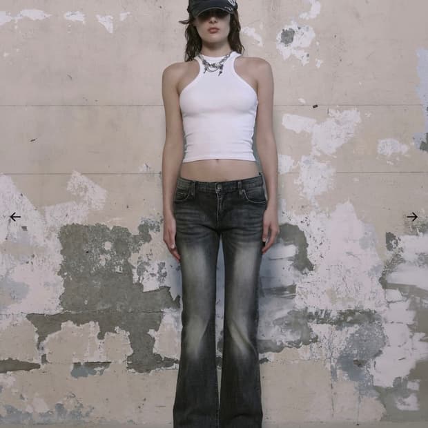 보헤미안서울 부츠컷 데님 팬츠 그레이 M