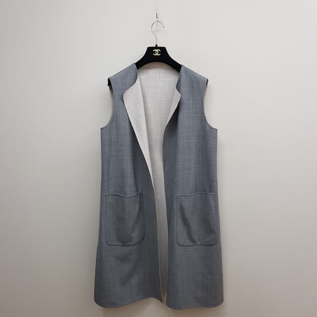 FEDELI 페델리 이탈리아 양면 리버시블 그레이 롱 베스트 it 44