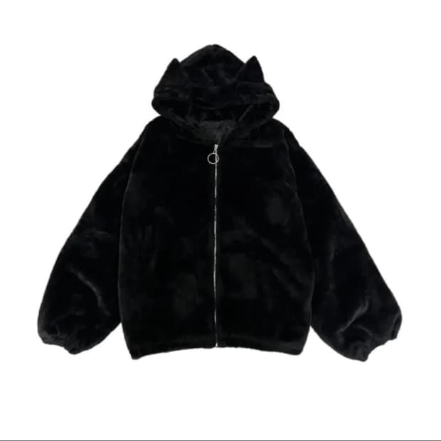 갸루 네코미미 펑크 퍼 집업