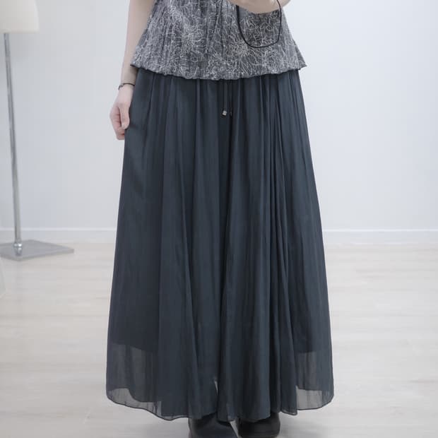 Global Work grey flared long skirt