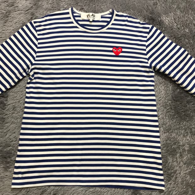 [[L] 꼼데가르송 레드하트 스트라이프 긴팔티셔츠@231 