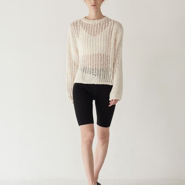 다이애그널 MIX YARN WEAVING KNIT white