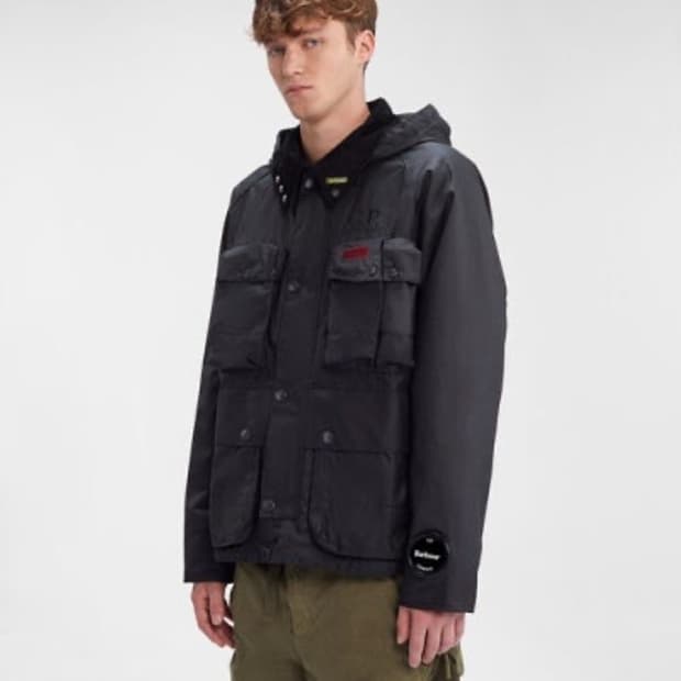 씨피 컴퍼니 x 바버 크릴 왁스 자켓 블랙