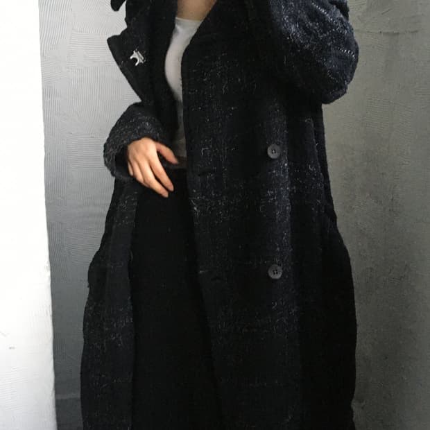 TRANSIT 트랜짓 블랙 컬러 스티치 롱 코트