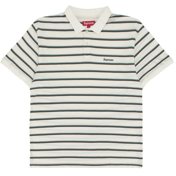 슈프림 워시드 스트라이프 폴로 화이트 M