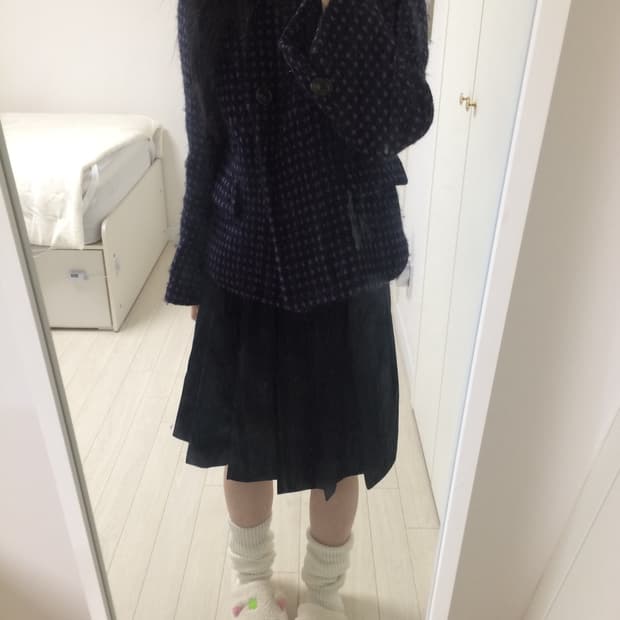 퍼플 도트 하프 코트