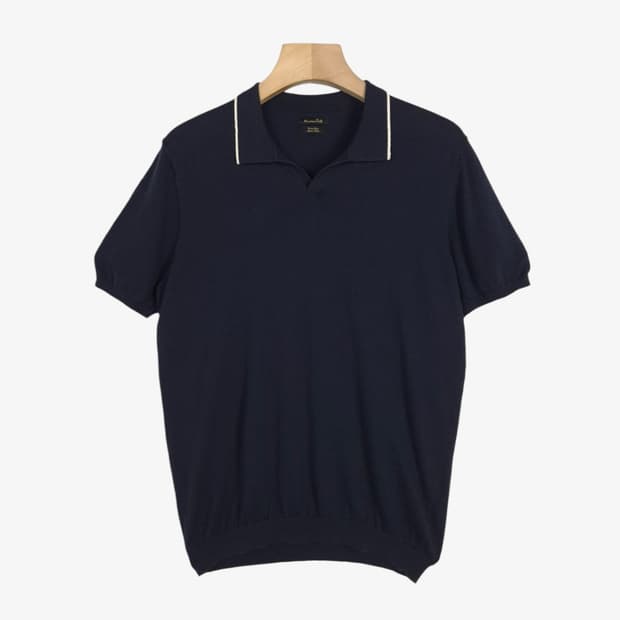 (100-105) 마시모두띠 반팔 니트 카라 네이비