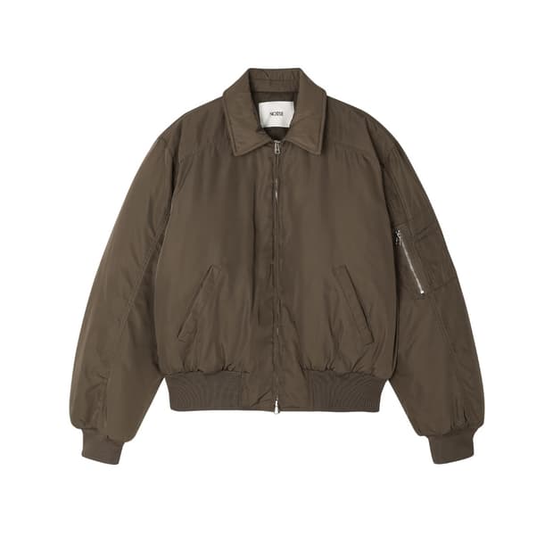 NOISE 노이즈 패디드 카라 봄버 자켓 - 브라운
