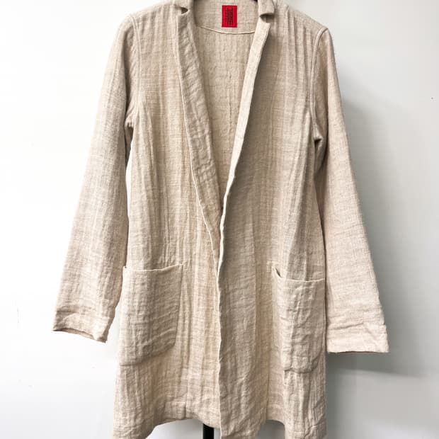 이세이 미야케 haat 린넨 블렌디드 롱 자켓