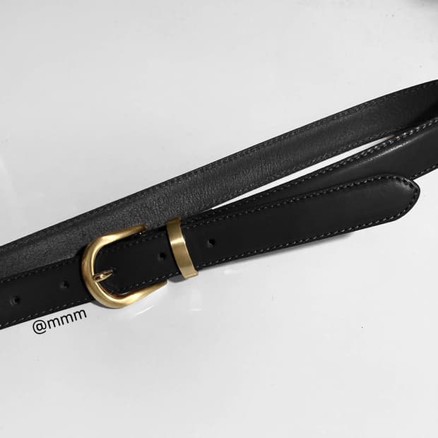 [Unisex]골드링 이태리 가죽 벨트 블랙