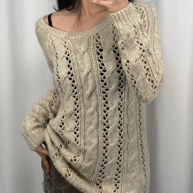 아베크롬비 베이지 꽈배기 니트