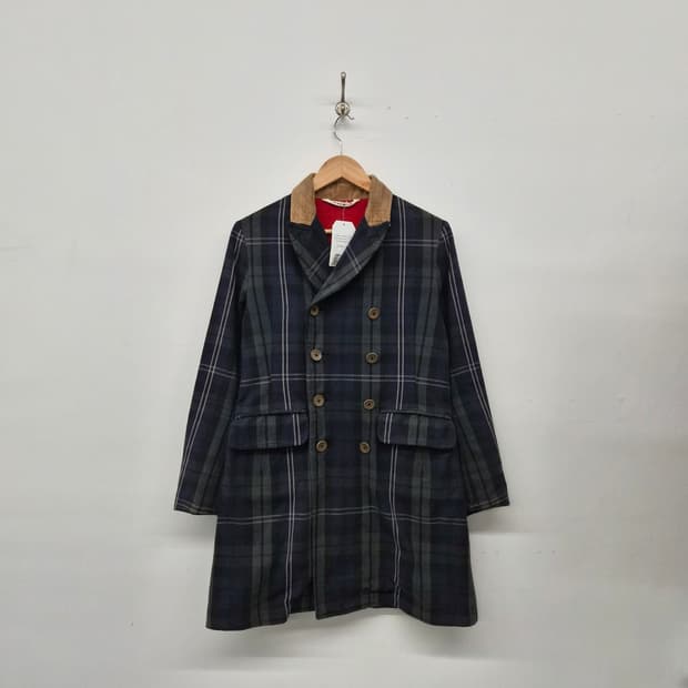 45RRPM 체크 코듀로이 카라 더블 코트 여성 S