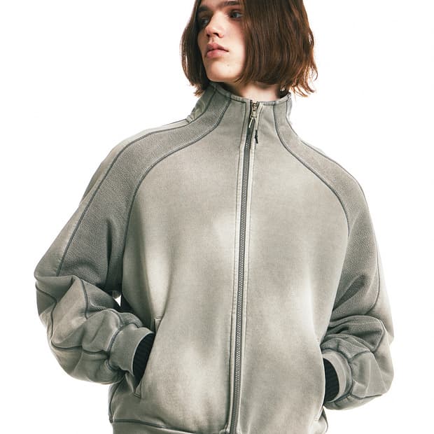 언어펙티드 다이드 스탠드 카라 집업 스웨트