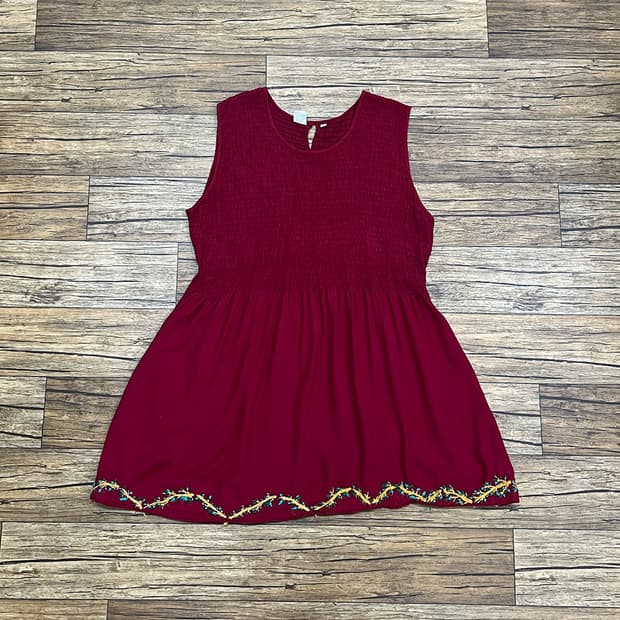 [ frisilroom ] 레드 스모킹 자수 원피스