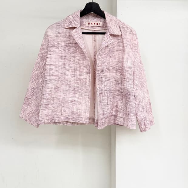 마르니 핑크 텍스처드 숕트 슬리브 자켓