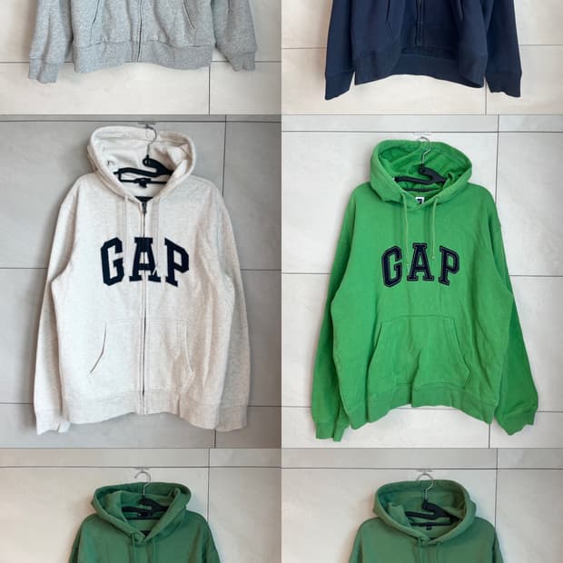 다양한 색상의 갭 후드티, 후드집업