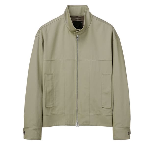 새상품(XL)일꼬르소 페일베이지 미니멀 하이넥 크롭 블루종 점퍼