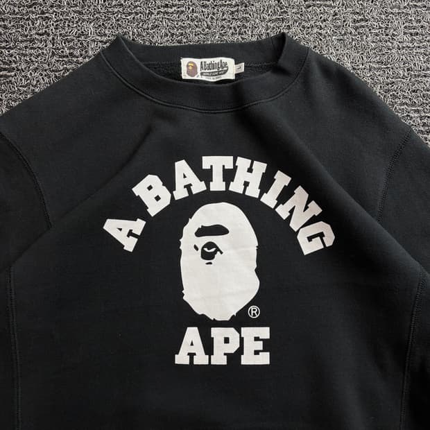 베이프 컬리지 크루넥 스웻 셔츠 블랙 3977