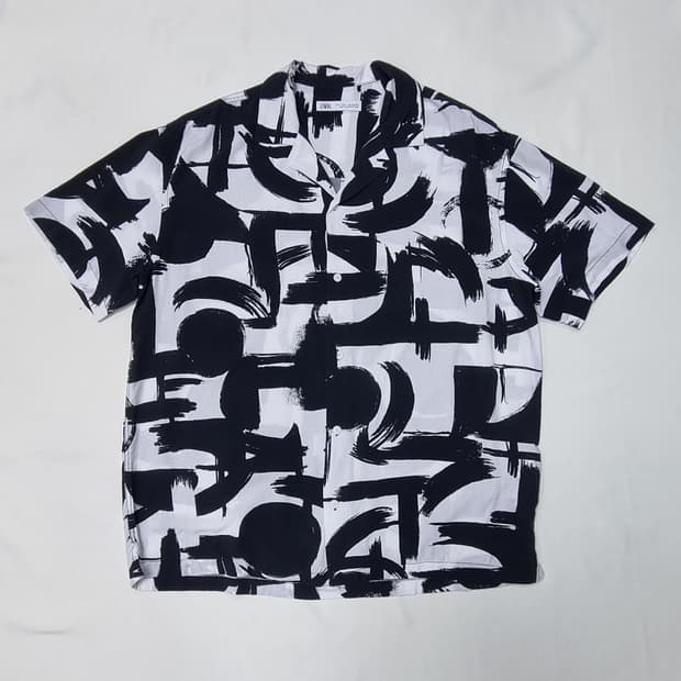 자라 오픈넥 반팔 셔츠 L _ 남성,100