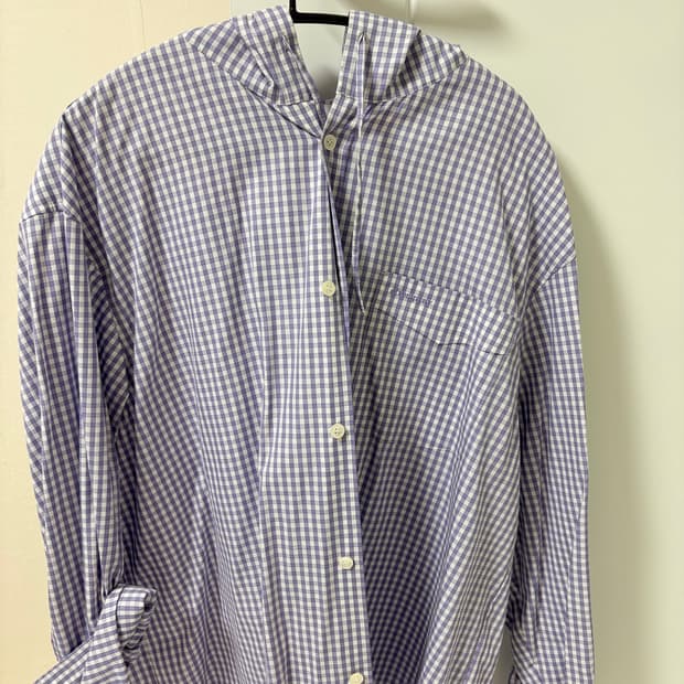 애프터프레이 후드 체크 셔츠