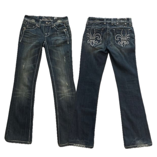 미스미 디테일 백패치 부츠컷 데님팬츠 y2k 펑크