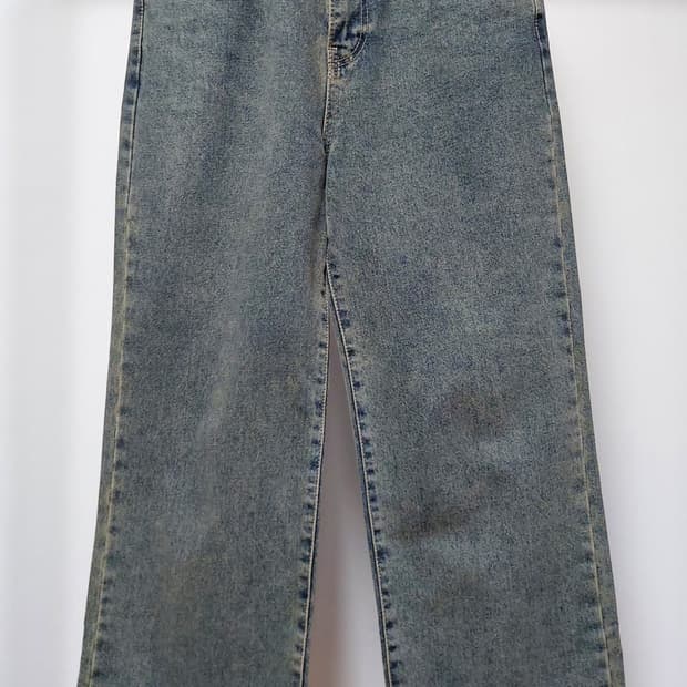 슬로우무드 네츄럴 여성 워싱 와이드 데님팬츠(S) 
