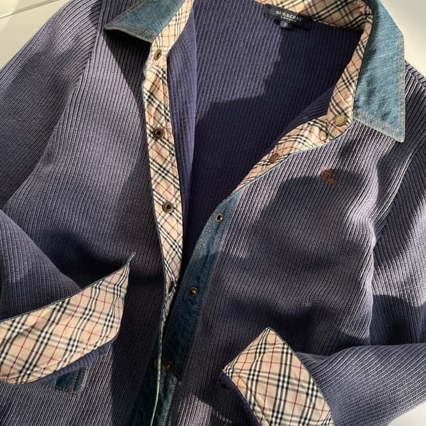 버버리 데님 니트 믹스 자켓