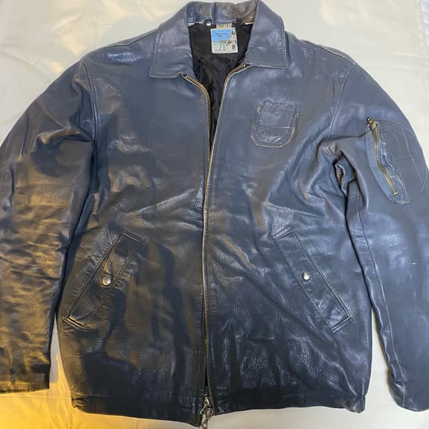 80s 프랑스 공군 Blouson K6 파일럿 레더 재킷