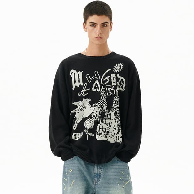 ​[MAHAGRID] Gothic Castle Jacquard Knit 