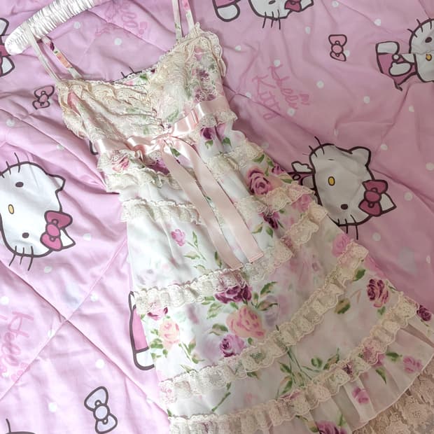 지저스 디아망떼 히메갸루 플로럴 레이스 원피스 드레스 꽃무늬