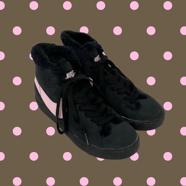 nike black fur shoes