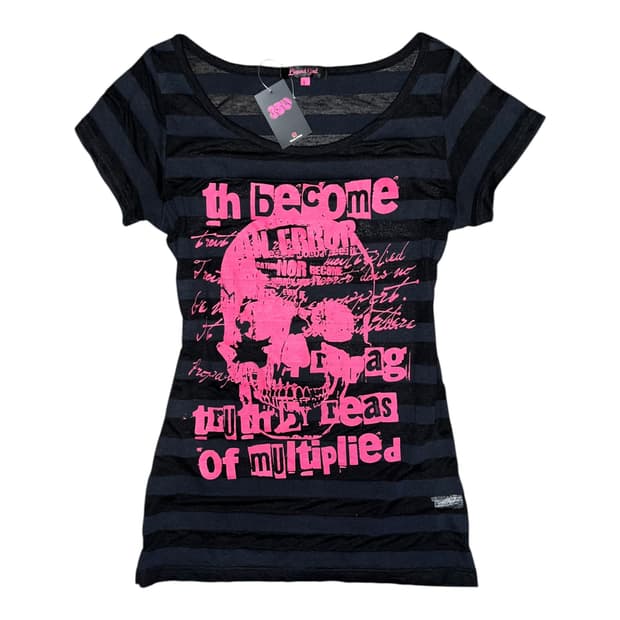 해골프린팅 단가라시스루 반팔티 펑크y2k