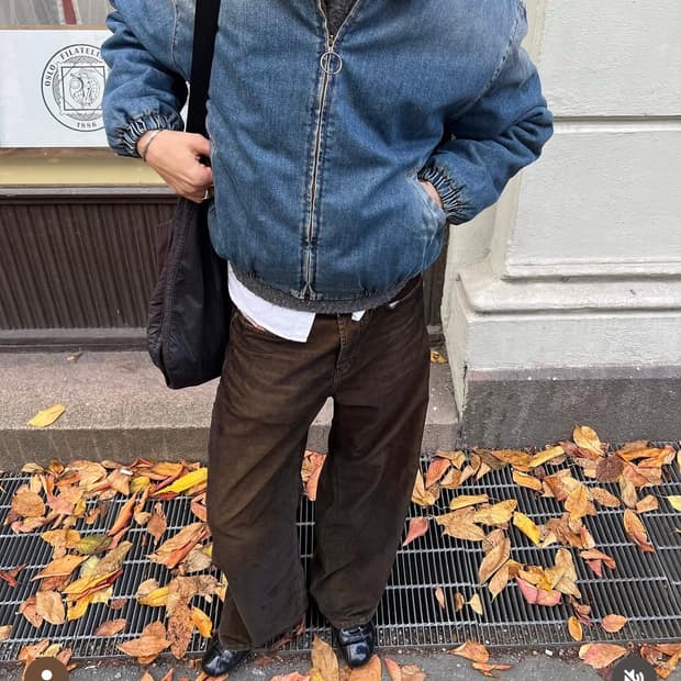 [S]유럽 에드윈 크롭 데님 봄버자켓